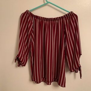 Striped off the shoulder shirt